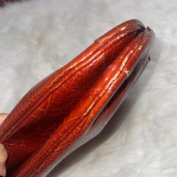 Donna Dixon genuine leather brown rust crocodile print handbag vintage - Picture 5 of 9